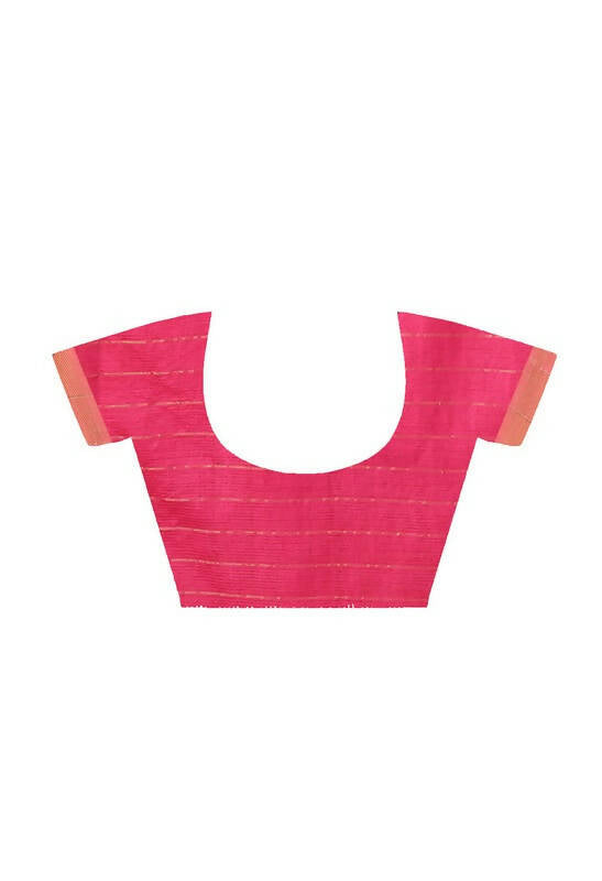 Mominos Fashion Moeza Pink Bhagalpuri Handloom Silk Raj Shree Saree with unstitched Blouse piece