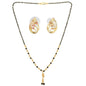AanyaCentric Gold-Polished Short Mangalsutra Set with Earrings