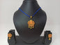 Terracotta Lotus Pendant Mini Necklace Set With Studs