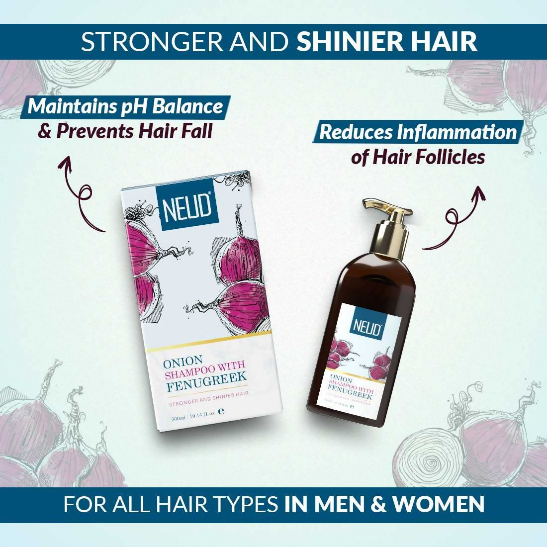 Neud Onion Hair Shampoo with Fenugreek for Men & Women
