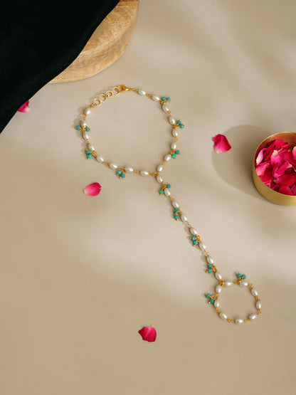Ruby Raang Multi Pearl & Stone Haath Phool