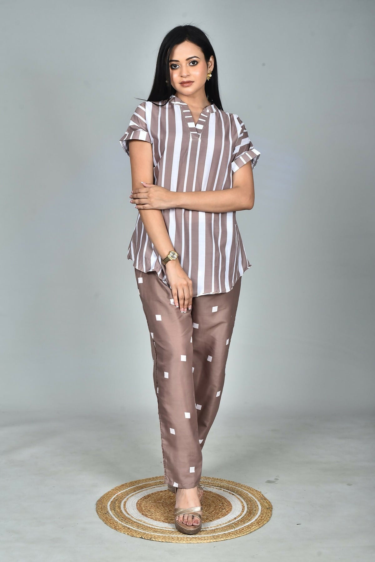 Morchari Digital Print Semi Muslin Co-Ord Set Top & Trouser-Multicolor