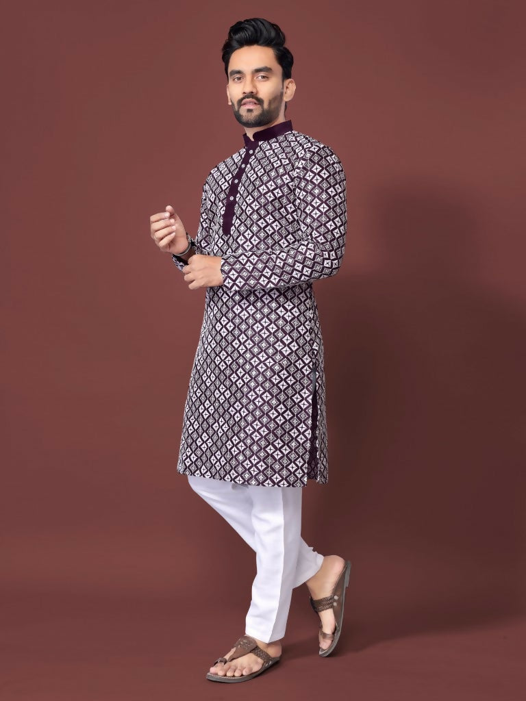 Indian Men's Kurta Pajama Set for Party Wear by Infinity Export
