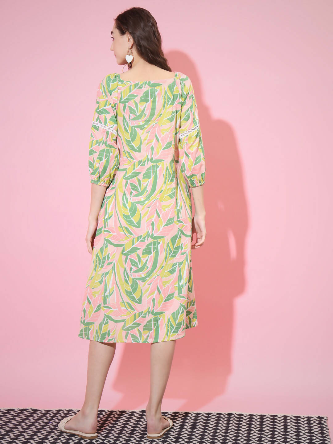 Myshka Women's Multi Abstract Printed A-Line Dress