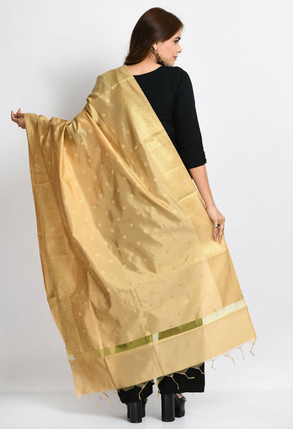 Mominos Fashion Moeza Women's Banarsi Silk Woven Design Golden Dupatta
