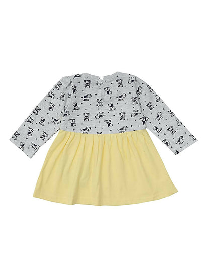 NammaBaby Baby Girl's A-Line Mini Frock Dress - Yellow Grey