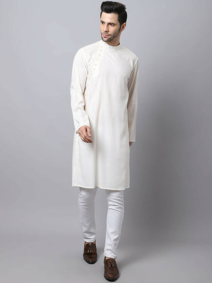 Even Apparels White Pure Cotton Men's Kurta With Side Placket