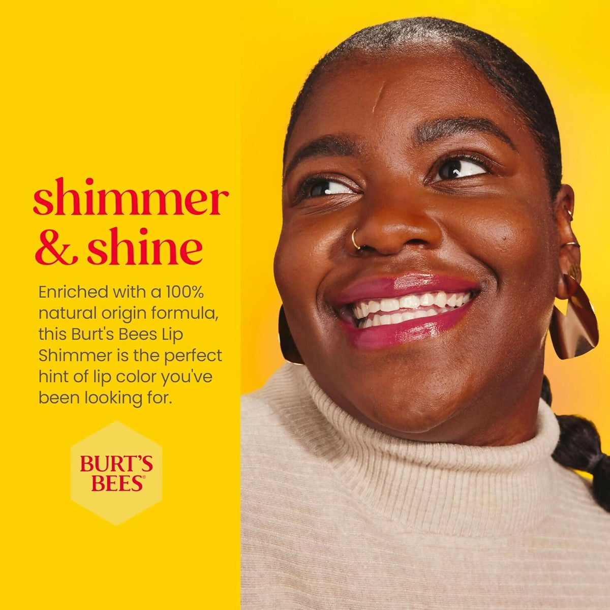Burt's Bees Lip Shimmer for Women - Rhubarb