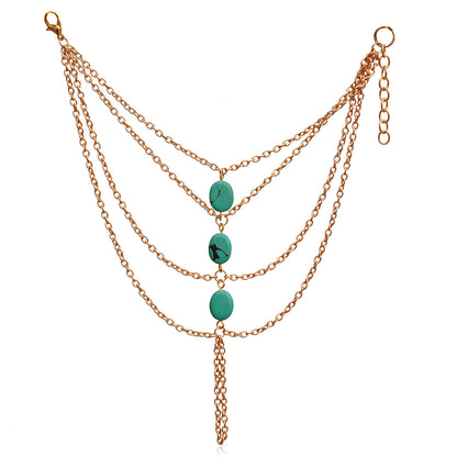 Gold-Polished Alloy Designer Hand Harness Bracelet - The Pari