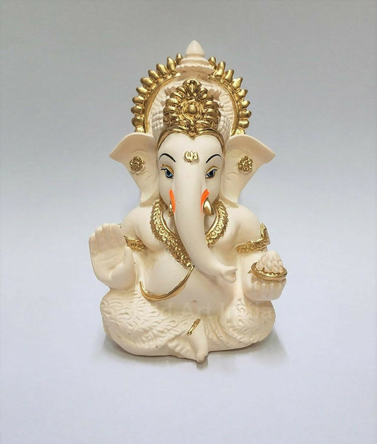 Gold Art India Peach Ivory Finish Ganesha Idol