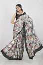 Aayaa Designer Printed Satin Saree - Multi Color