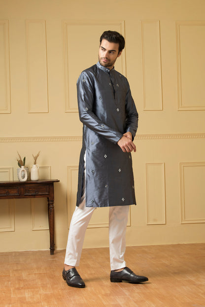 Cobalt Blue Mirror Kurta by Hilo Design