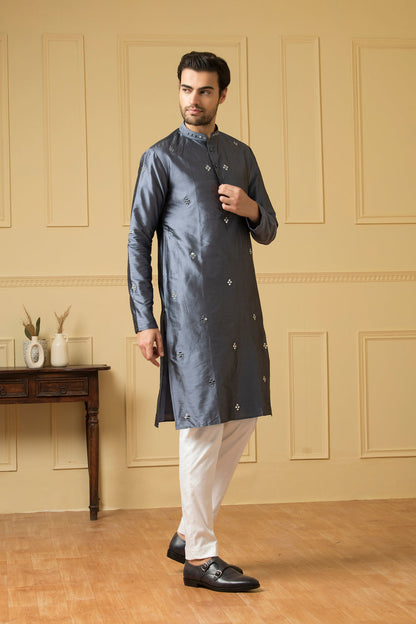 Cobalt Blue Mirror Kurta by Hilo Design