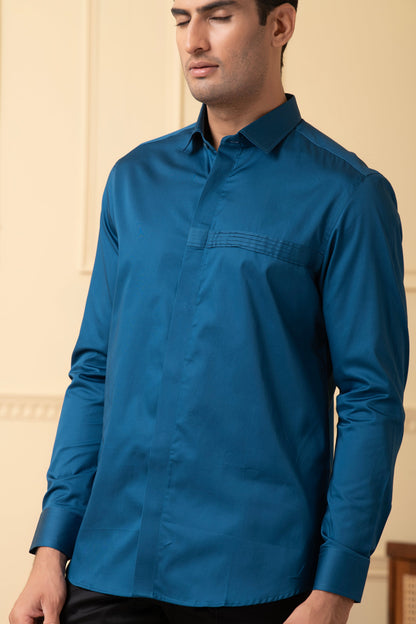 Ragic Blue Pintuck Shirt by Hilo Design