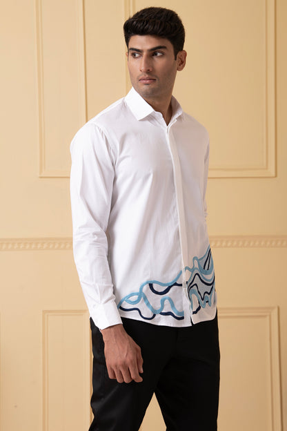 Cloud Lines Thread Embroidery Shirt by Hilo Design