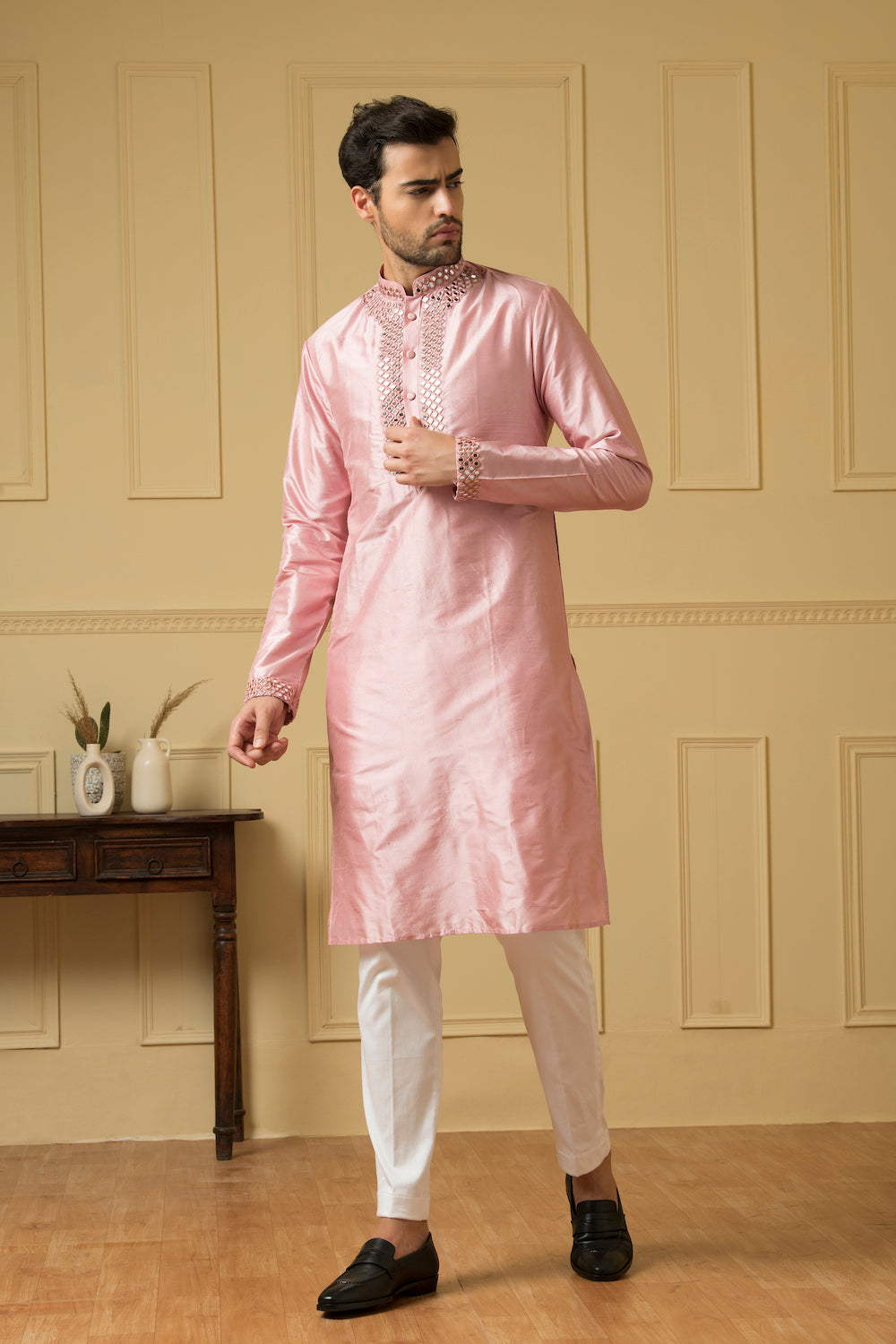 Pink Mirror Kurta by Hilo Design