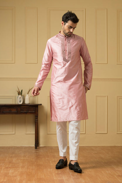 Pink Mirror Kurta by Hilo Design
