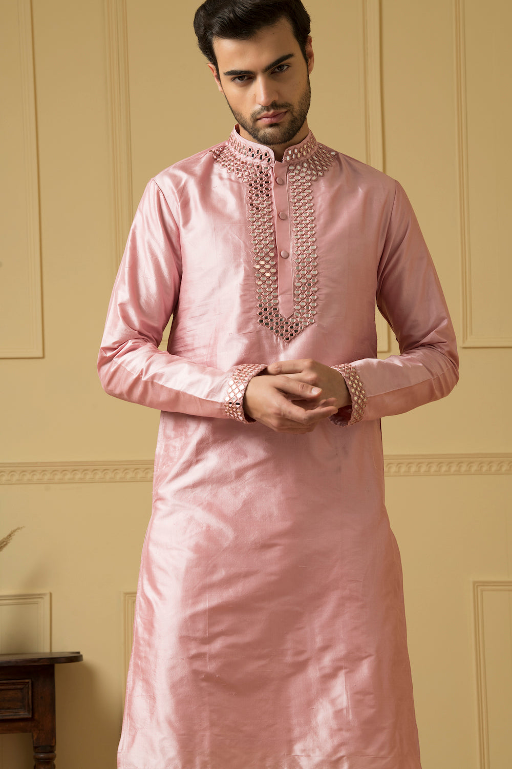 Pink Mirror Kurta by Hilo Design