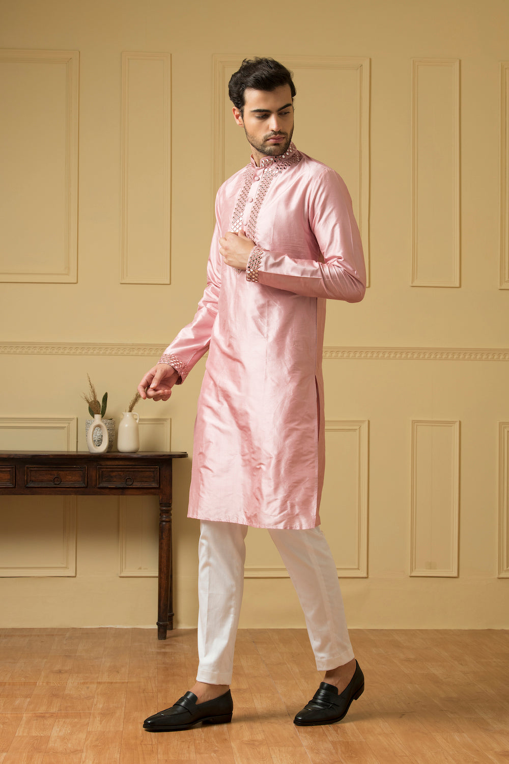 Pink Mirror Kurta by Hilo Design