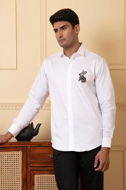 Rabbit Embroidery Shirt by Hilo Design