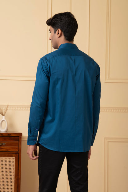 Solid Teal Blue Plain Shirt by Hilo Design