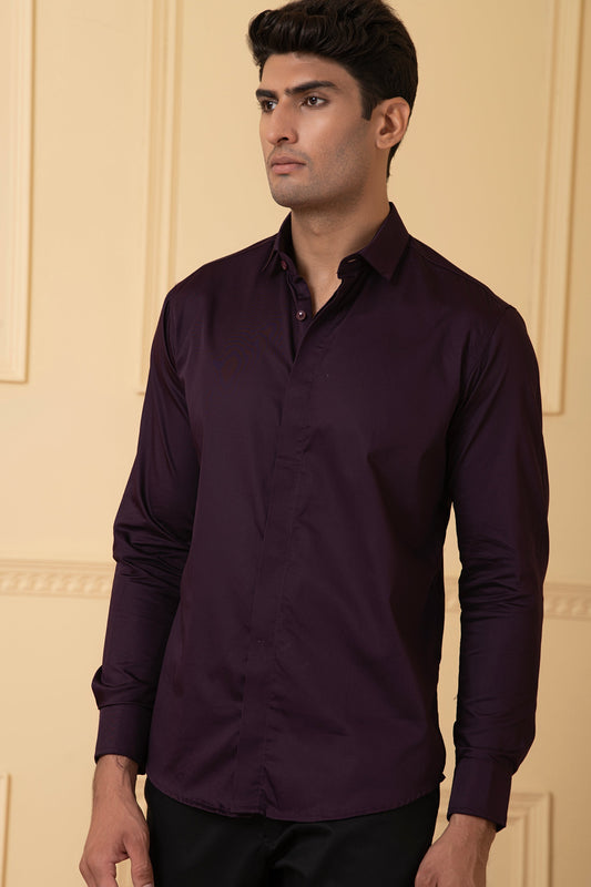 Solid Purple Plain Shirt by Hilo Design