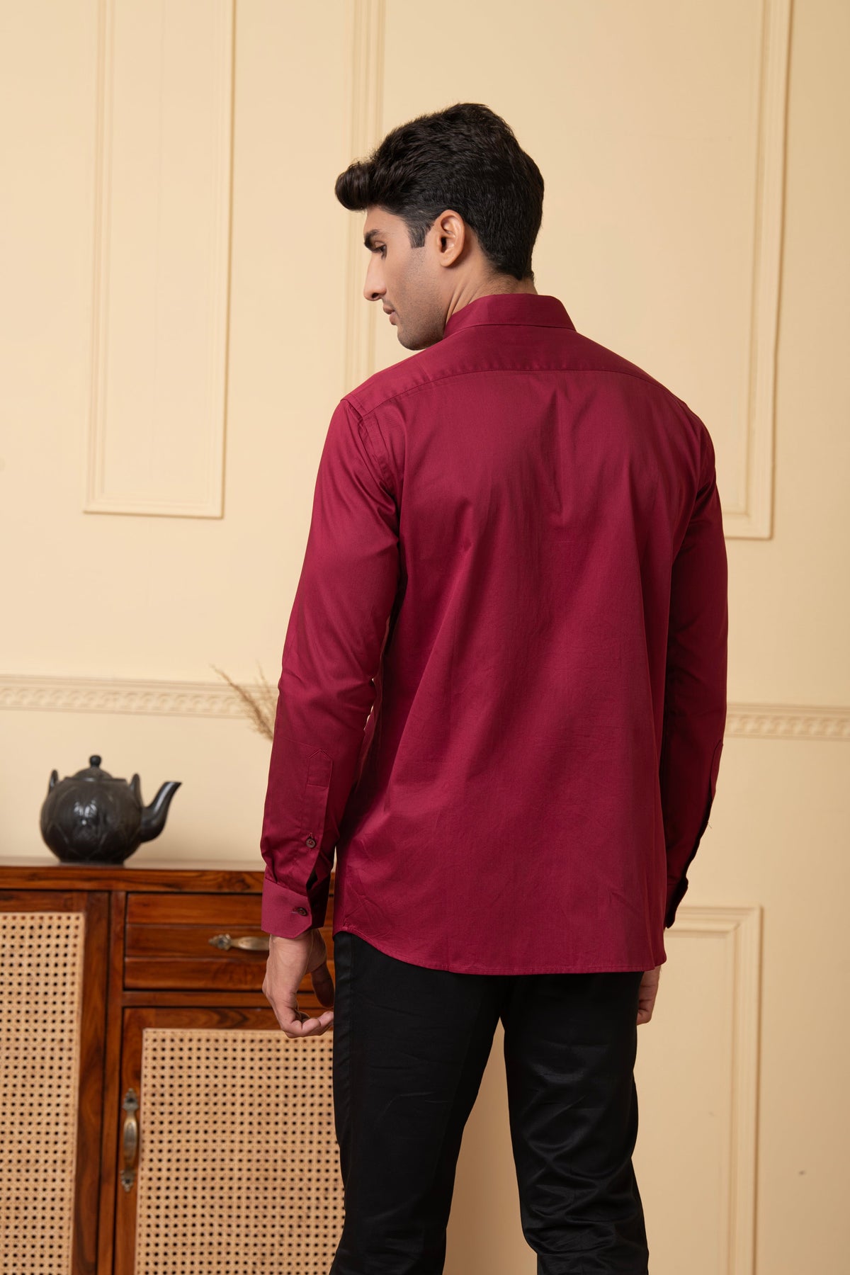 Solid Maroon Plain Shirt by Hilo Design