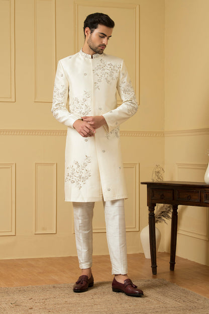 Crema Designer Men's Sherwani by Hilo Design