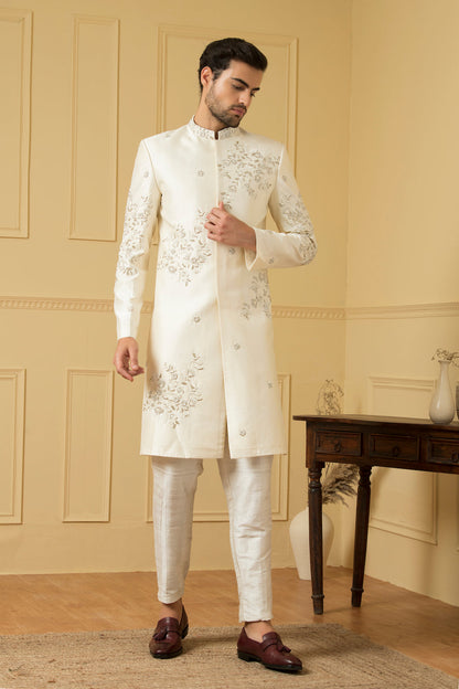 Crema Designer Men's Sherwani by Hilo Design