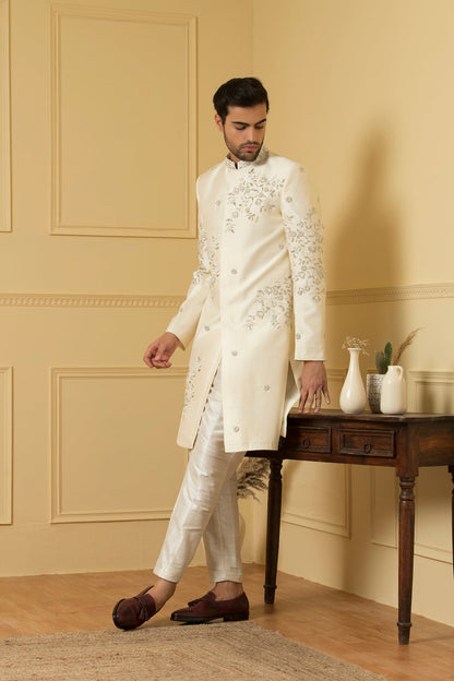 Crema Designer Men's Sherwani by Hilo Design