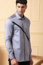 Grey Shirt With V-Shaped Black Strip by Hilo Design