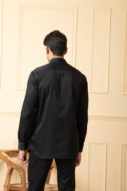 Black Shirt With Grey Patch Box by Hilo Design