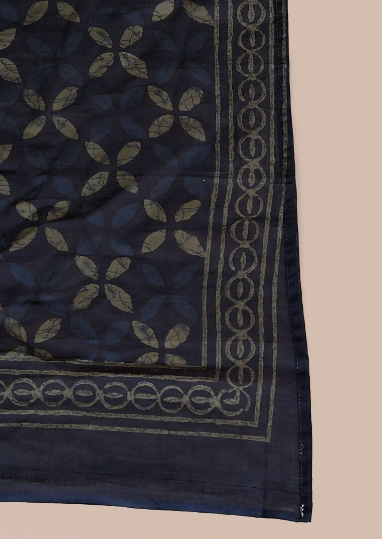 Miravan Women's Abstract Printed & Tasseles Angrakha Kurta With Blue Dupatta Set