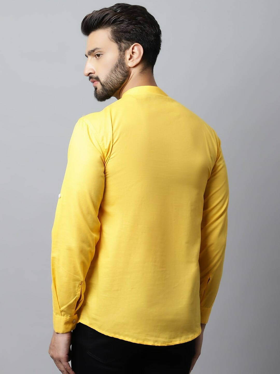 Even Apparels Yellow Color Pure Cotton Men's Kurta With Side Placket (MMS759)