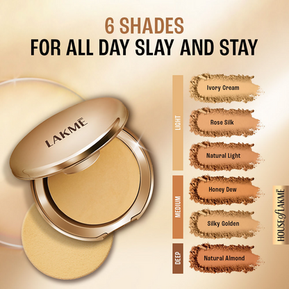 Lakme Powerplay Priming Powder Foundation, 3-In-1, Lasting Matte - Natural Light
