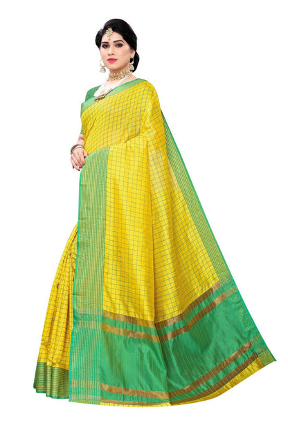 Vamika Yellow Cotton Silk Weaving Saree (Manipuri Yellow)
