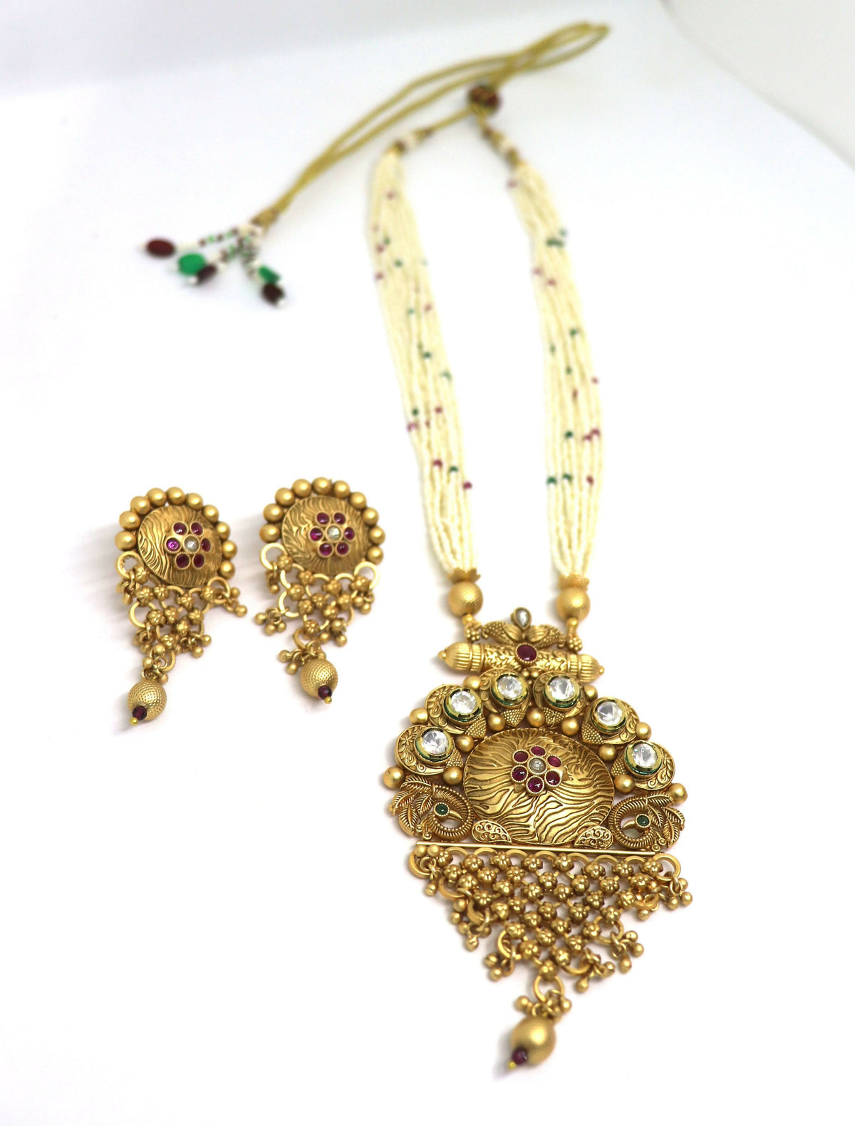 Joban Fashion White With Rajwadi Polish Necklace Set