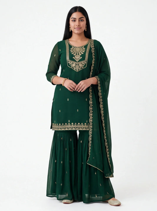 Manjari: Green sharara set