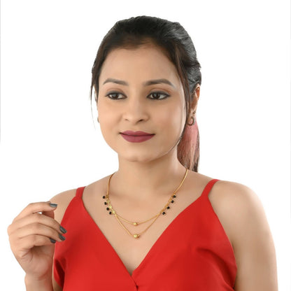 AanyaCentric Gold-Polished Mangalsutra & Ring Set