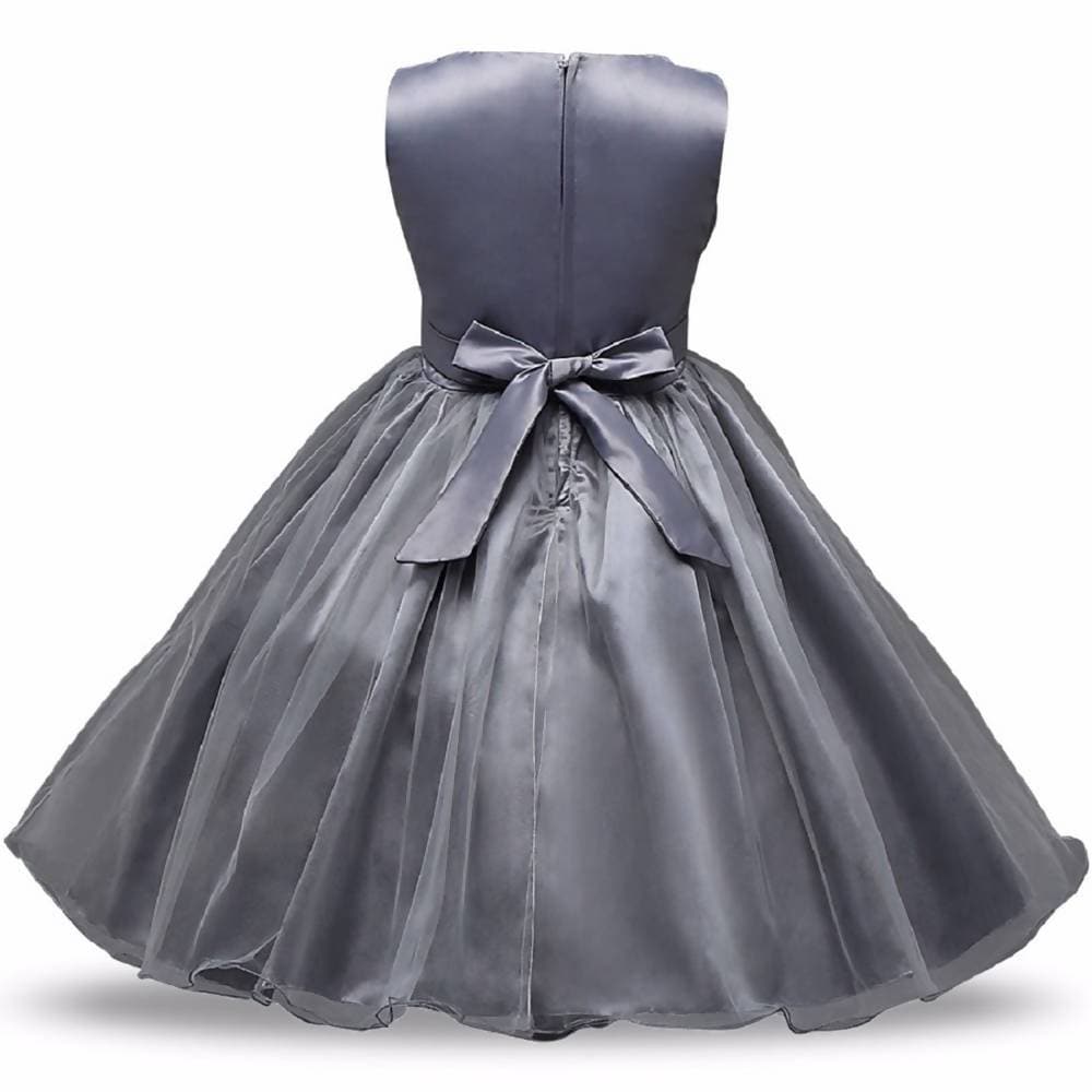 Asmaani Baby Girl Grey Color Satin A-Line Maxi Full Length Dress (AS-DRESS-22049)
