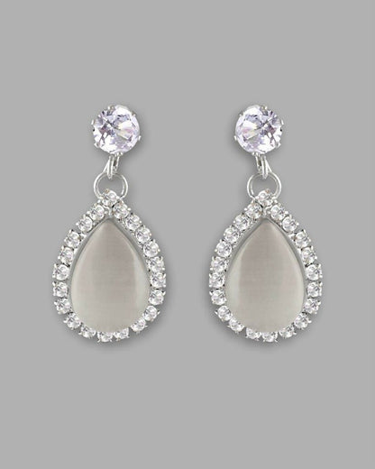 VOJ Silver Plated White Stone With AD Stone Studded Chain Set