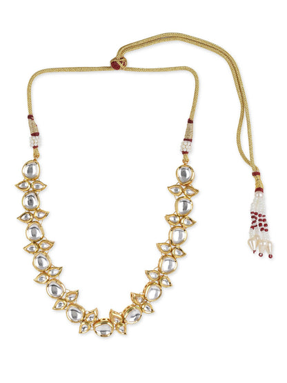 Gold-Toned White Brass Gold-Polished Necklace - Ruby Raang