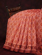 Peachish Orange Diamond Printed Semi Chanderi Saree By Gayathri Reddy Designer Studio