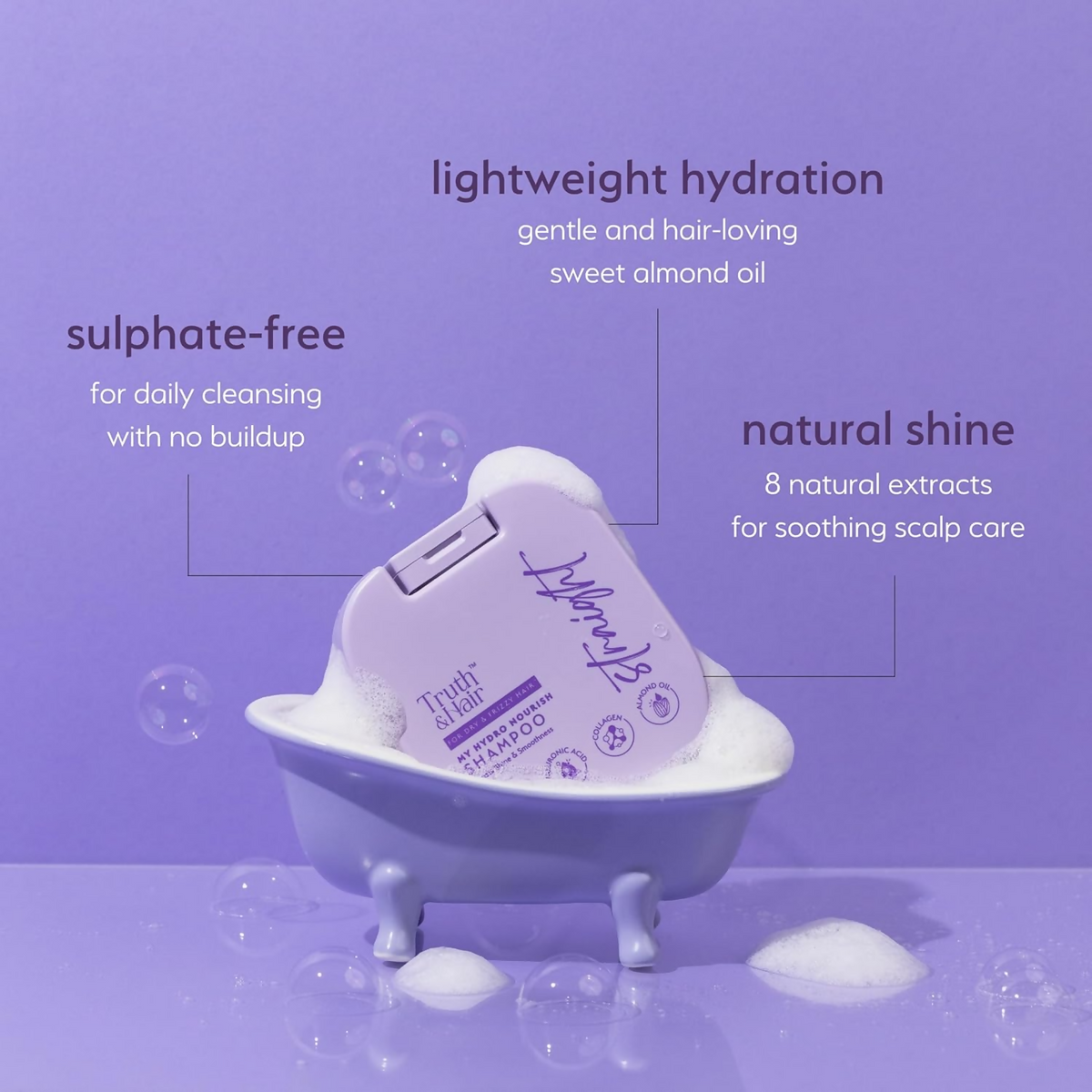 Truth & Hair Hydro Nourish Shampoo For Straight Hair With Sweet Almond Oil