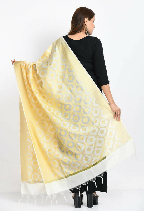 Mominos Fashion Moeza Women's Banarsi Silk All Over Woven Design Orange Dupatta