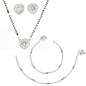 AanyaCentric Gold-Polished Mangalsutra Pendant Earring Set & Silver Plated Anklet