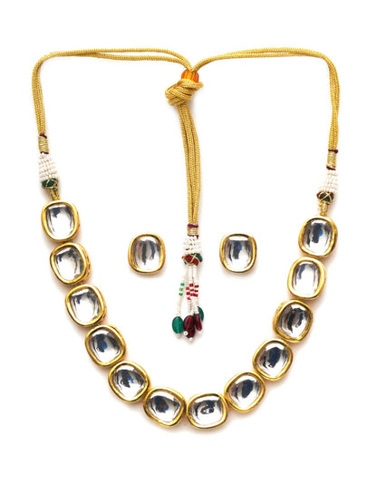 Kundan Choker with Studs Jewellery Set (Gold) - Ruby Raang