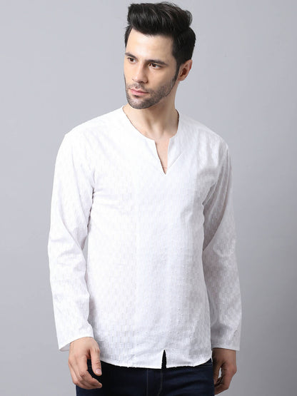 Even Apparels White Pure Cotton Embroided Men's Kurta (STR078)