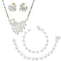 AanyaCentric Gold-Polished Mangalsutra Pendant Earring Set & Silver Plated Anklet