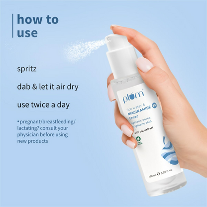 Plum 3% Niacinamide & Rice Water Face Toner - Reduces Pores & Blemishes For Bright Skin